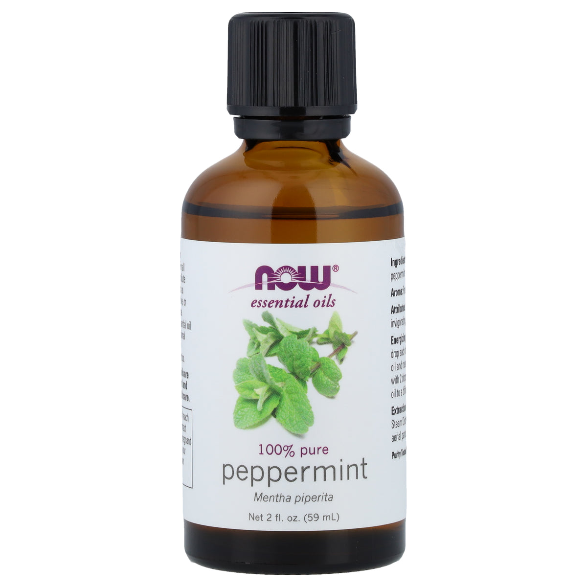NOW Ess Oil 100% Pure P/Mint 59ml, front of the pack