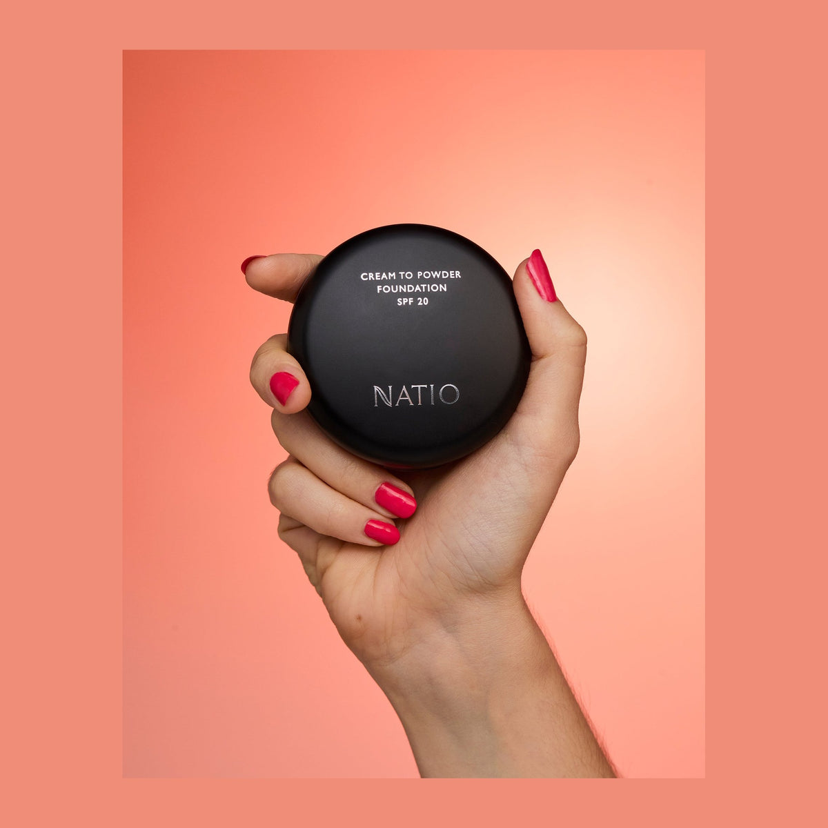 Natio Cream to Powder Foundation SPF20 Light Honey shown in use