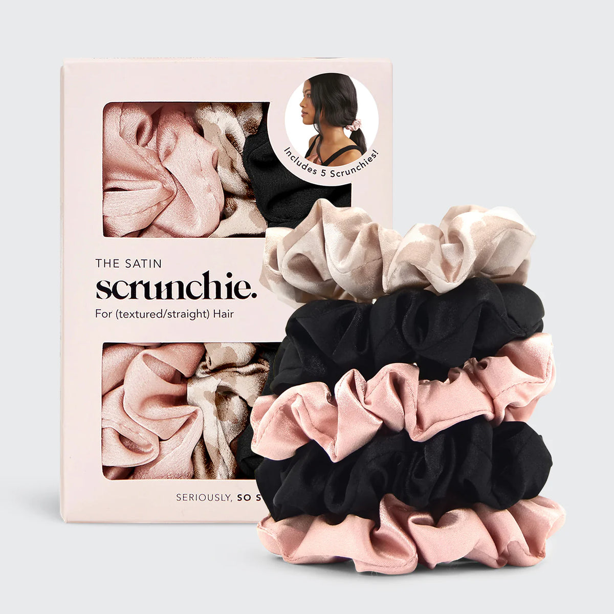 Satin Sleep Scrunchies 5pc - Assorted-KITSCH-Matakana Pharmacy