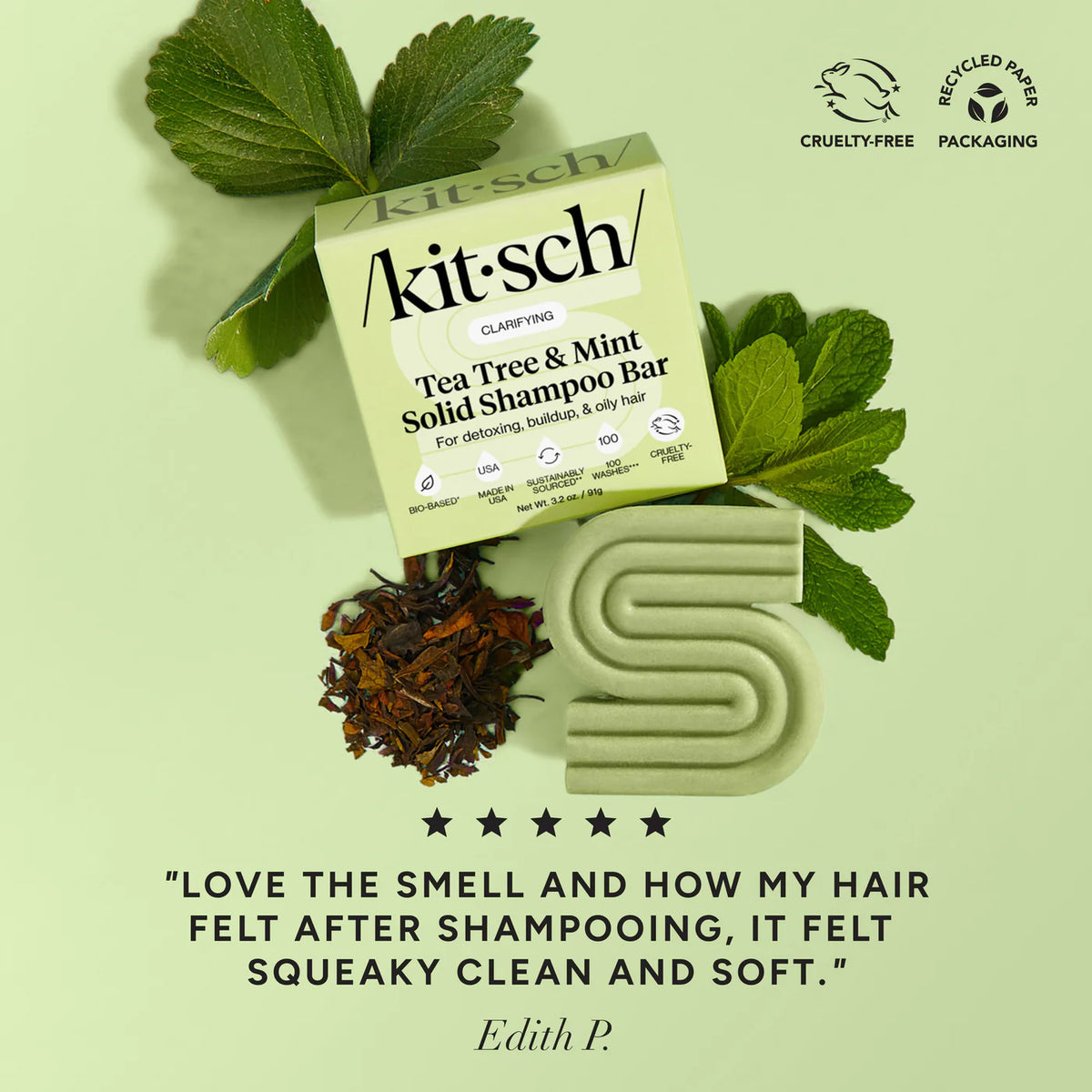 Tea Tree & Mint Clarifying Shampoo Bar-KITSCH-Matakana Pharmacy