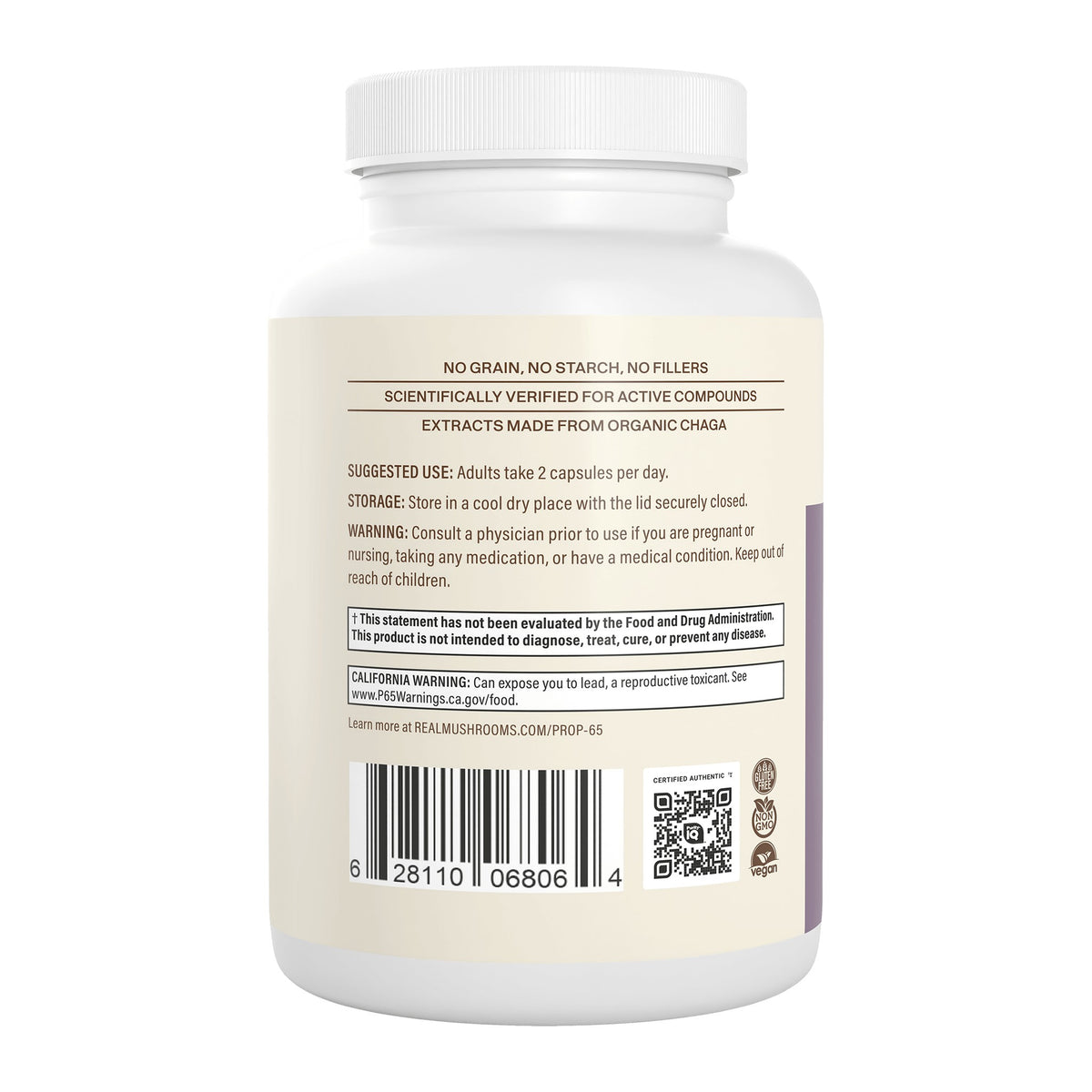 Chaga Extract 120 Capsules by Real Mushrooms