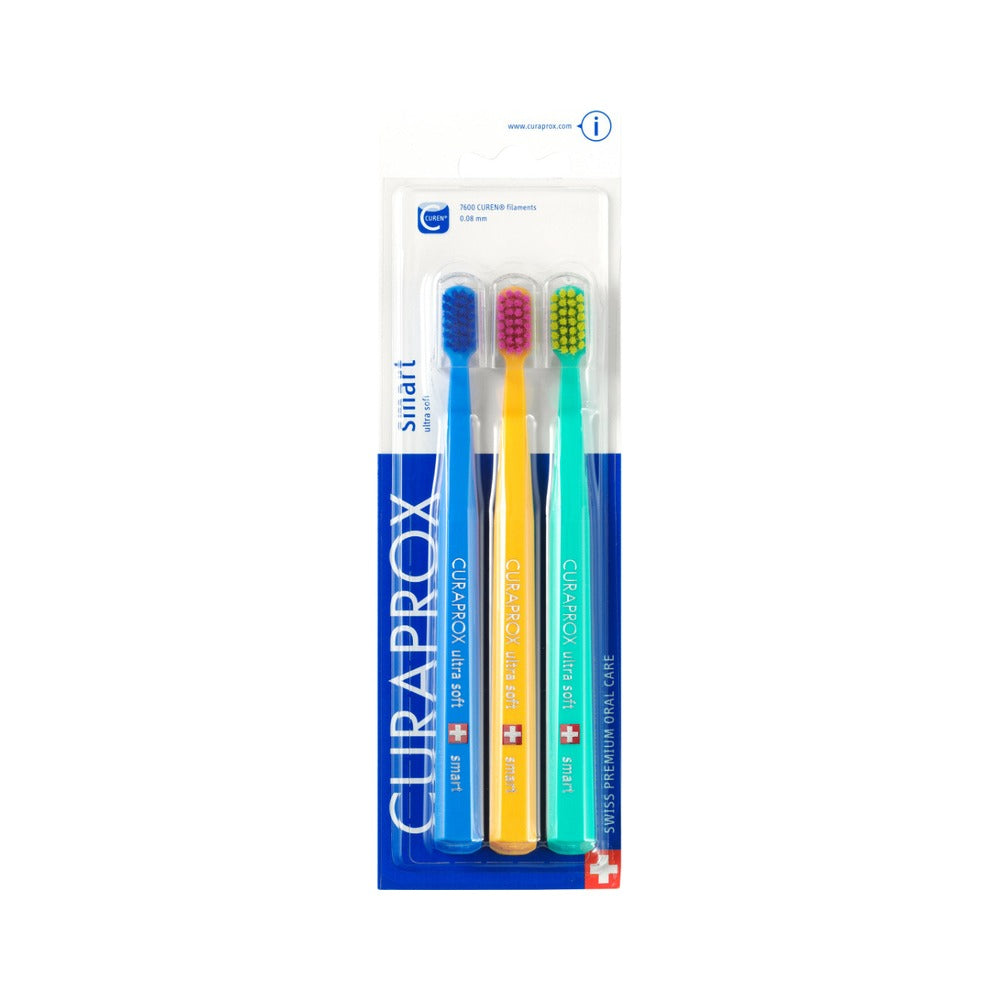 Curaprox CS smart ultra soft toothbrush triple pack in its blister