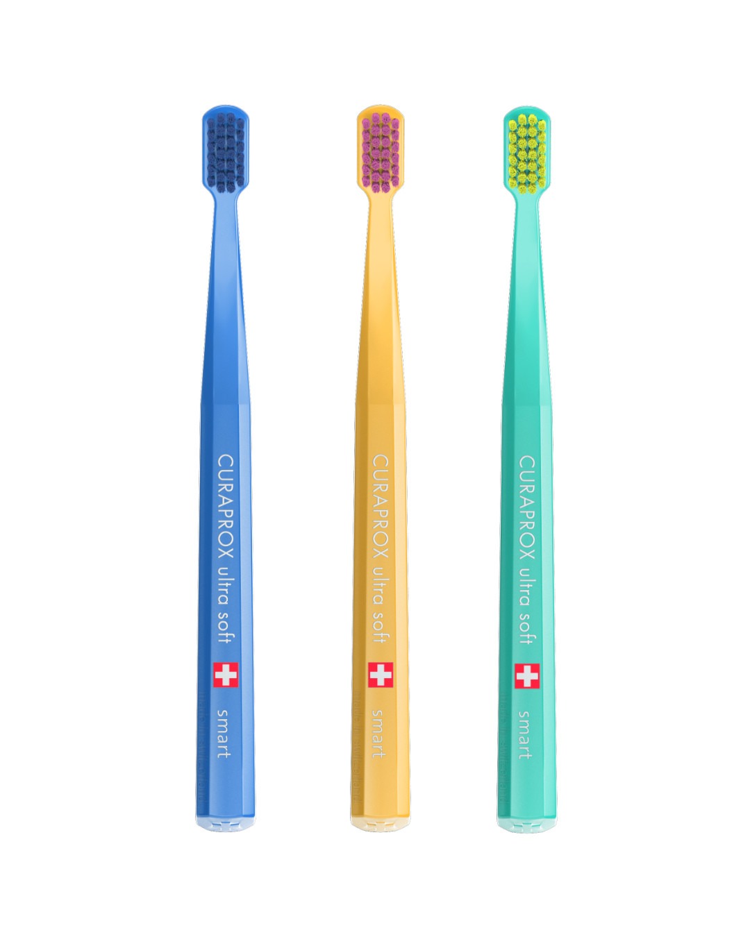 Three Curaprox CS smart ultra soft toothbrushes