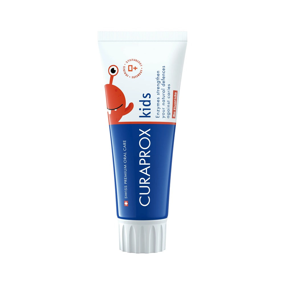 Curaprox Kids strawberry fluoride-free toothpaste 60ml, front of tube