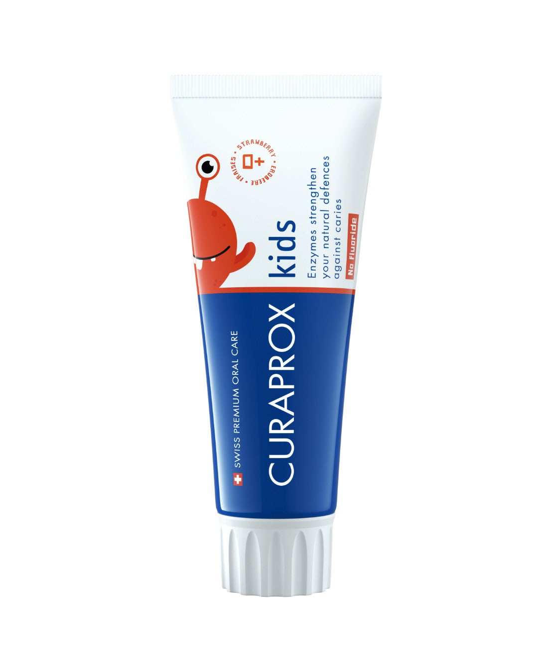 Curaprox Kids strawberry toothpaste 60ml, front of tube on white