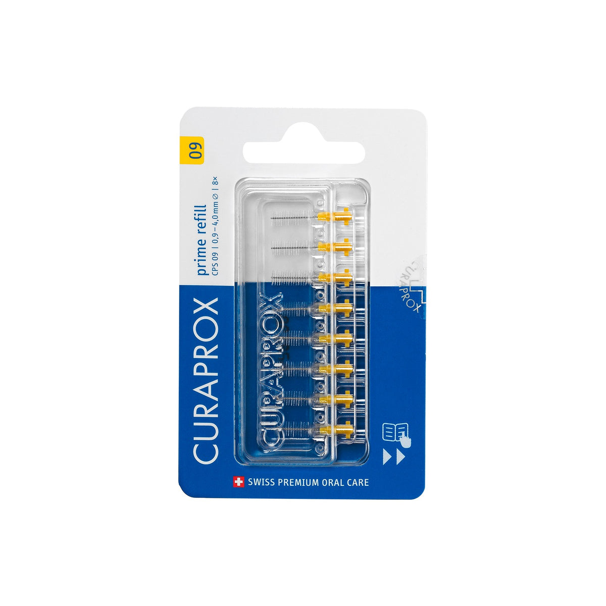 Curaprox CPS 09 prime interdental brush refills, pack of 8 in its blister pack