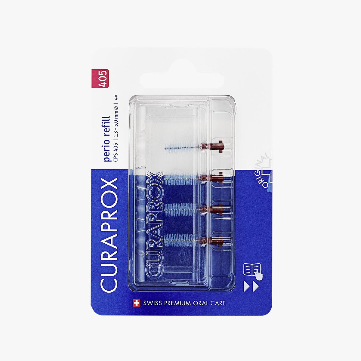 Curaprox CPS 405 perio interdental brush refills, pack of 4 in its blister pack