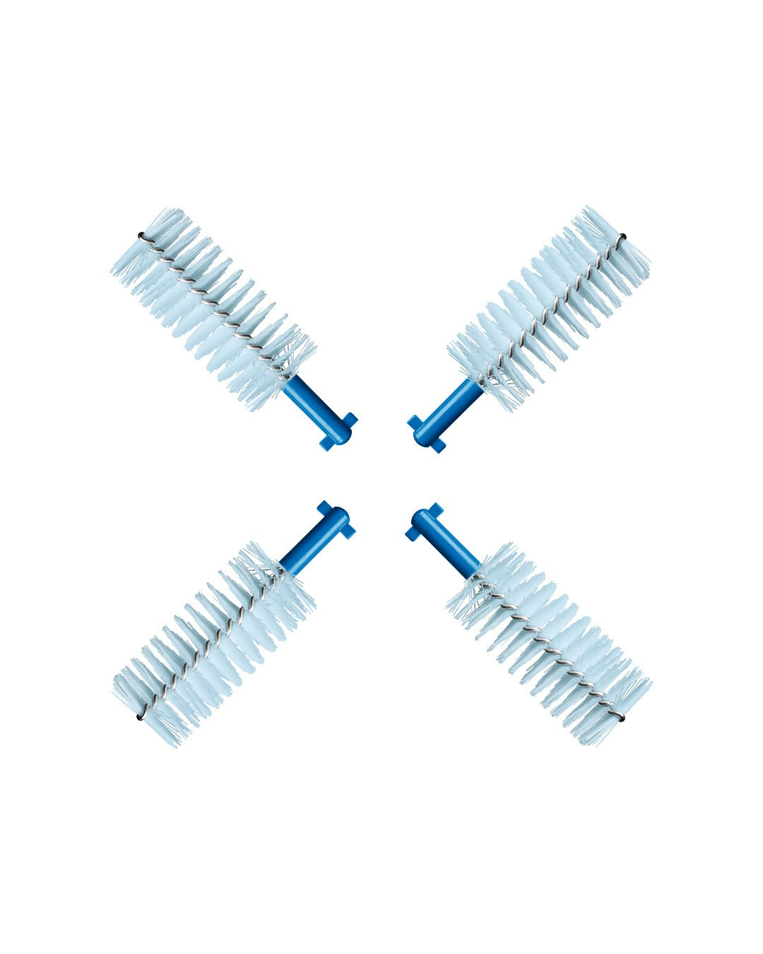 Four Curaprox CPS 410 perio interdental brushes laid out