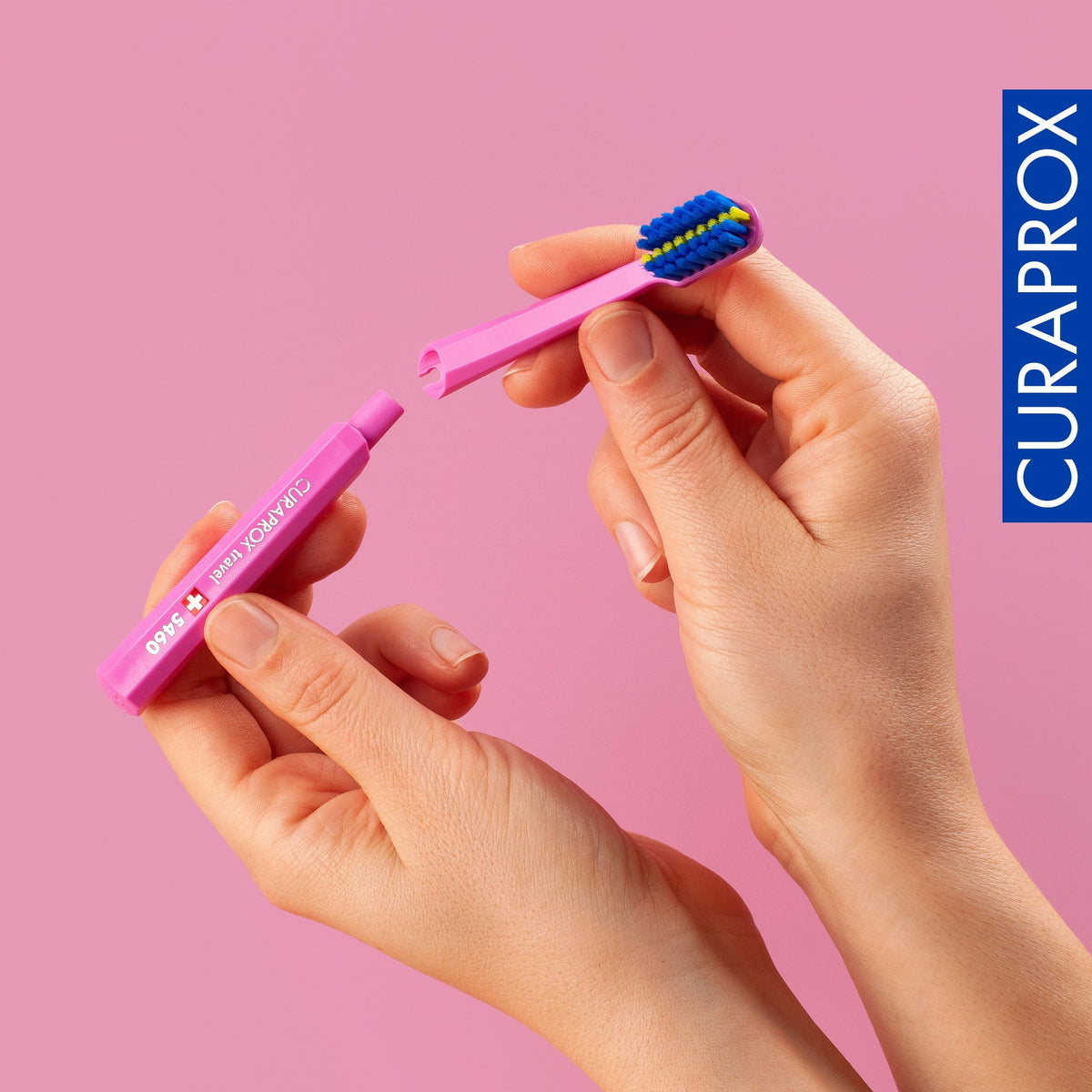The two-piece ortho toothbrush from the Curaprox ortho travel set