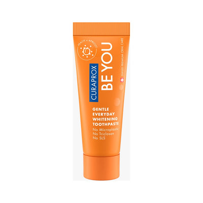 Curaprox Be you Peach and Apricot toothpaste 10ml travel size, front of tube
