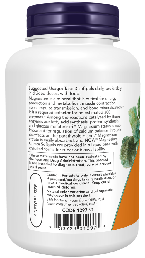 Image of Magnesium Citrate 134mg 90 caps suggested usage
