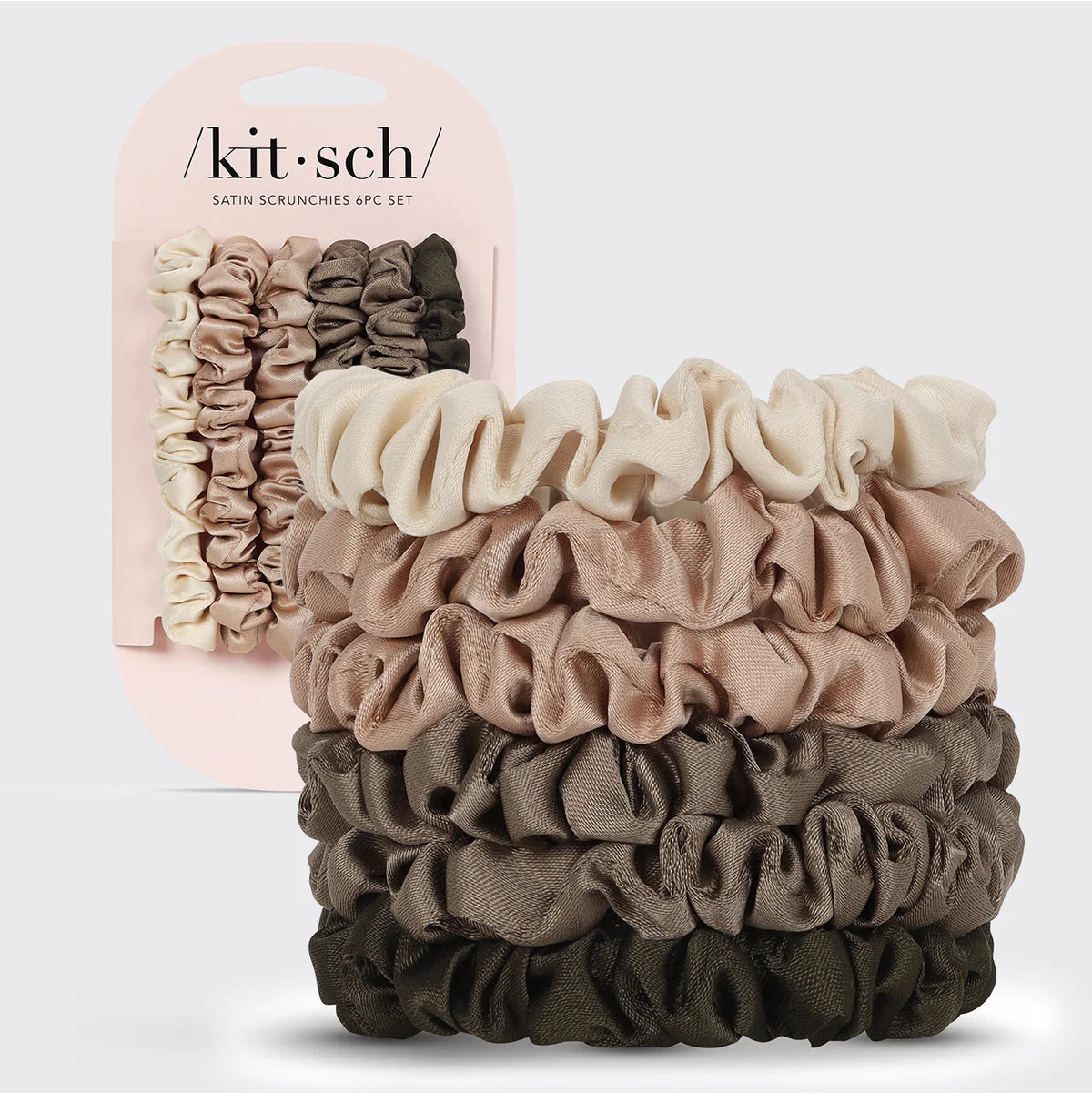 Ultra Petite Satin Scrunchies 6pc - Eucalyptus-KITSCH-Matakana Pharmacy