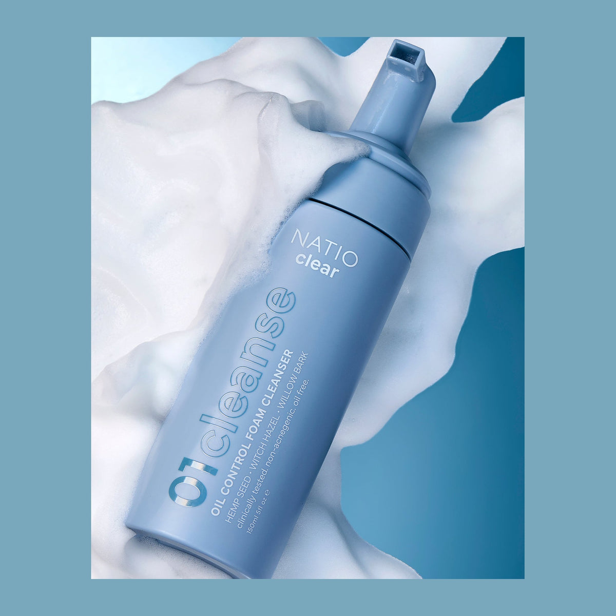 Natio Clear Oil Control Foam Cleanser 150ml styled in a set photograph