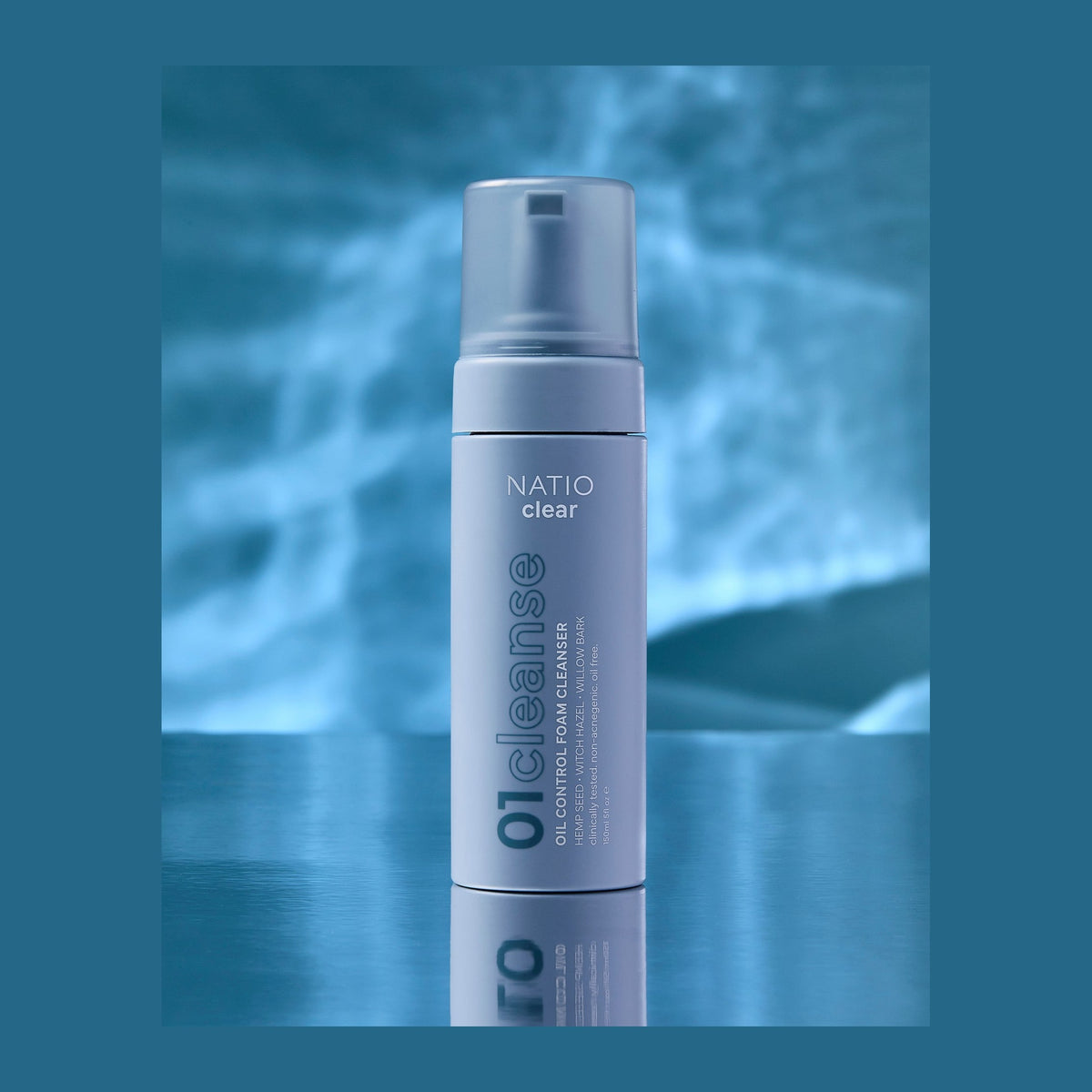 Natio Clear Oil Control Foam Cleanser 150ml styled in a set photograph