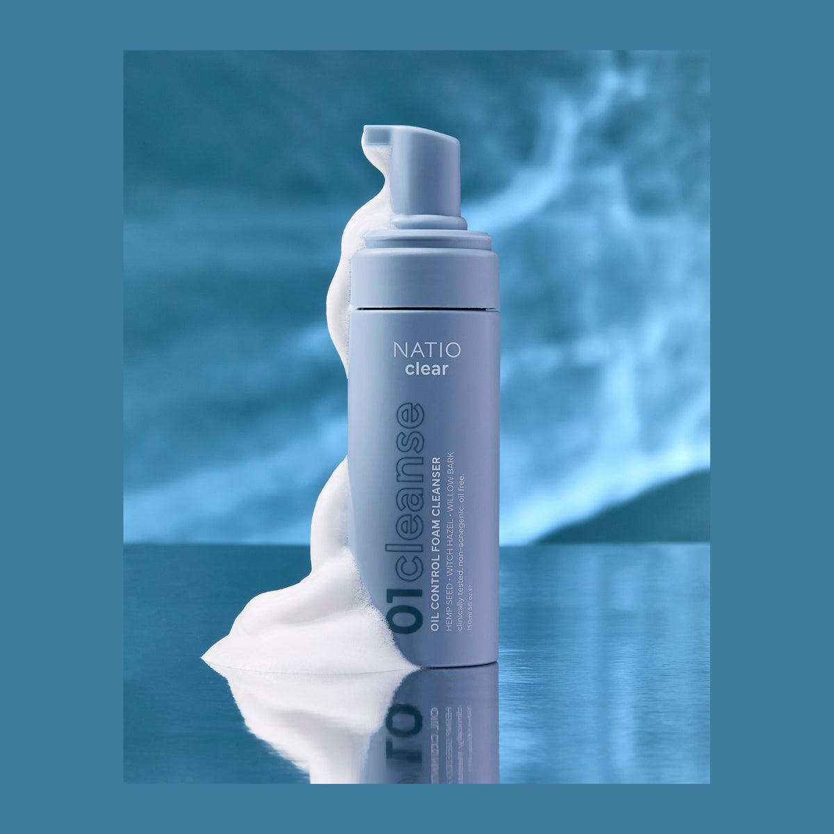 Natio Clear Oil Control Foam Cleanser 150ml styled in a set photograph