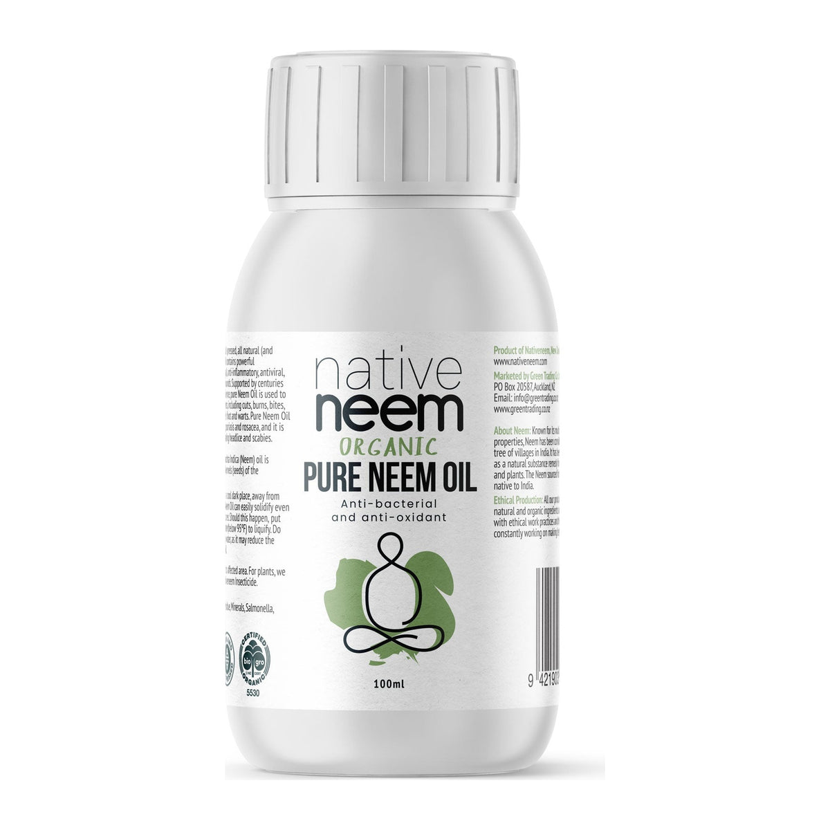 Native Neem Organic Pure Neem Oil 100ml bottle, front of pack