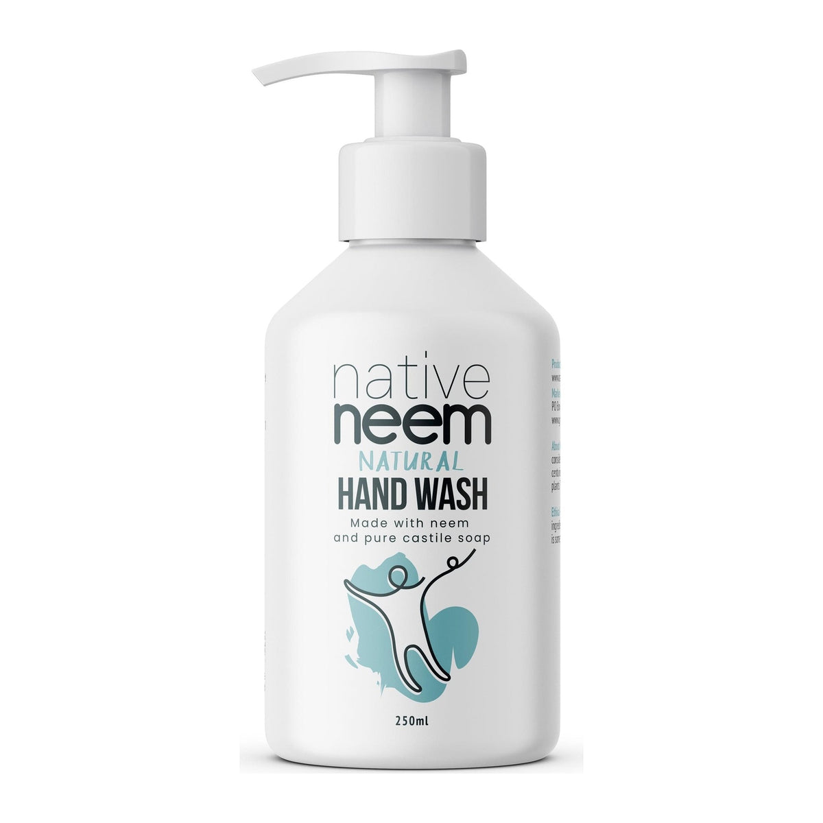 Native Neem Pure Castile Hand Wash 250ml pump bottle, front of pack