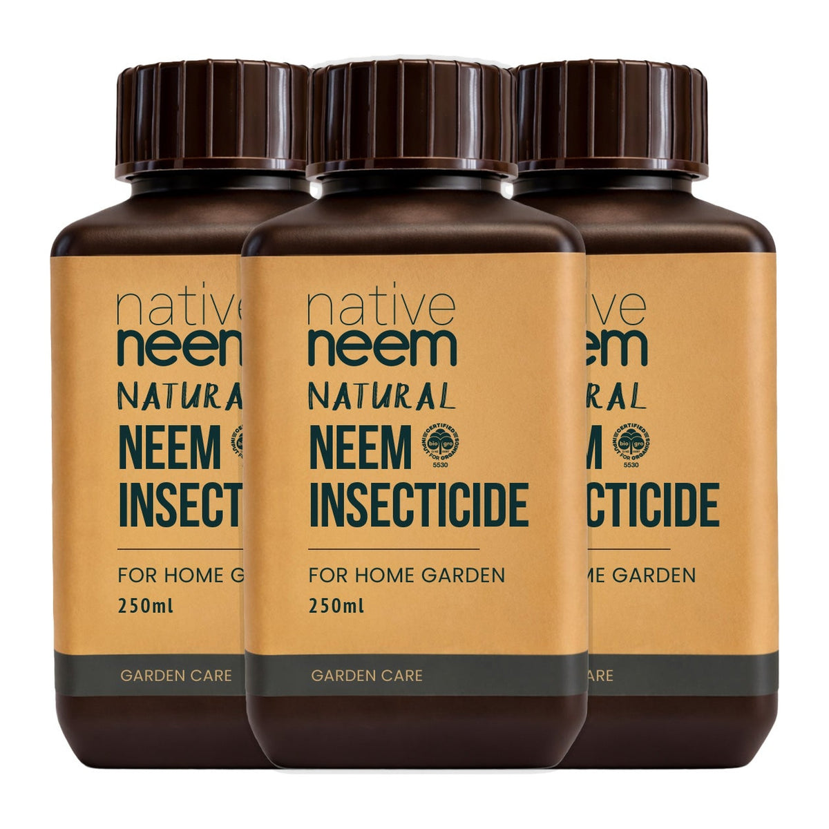 Three bottles of Native Neem Organic Neem Oil Insecticide 250ml
