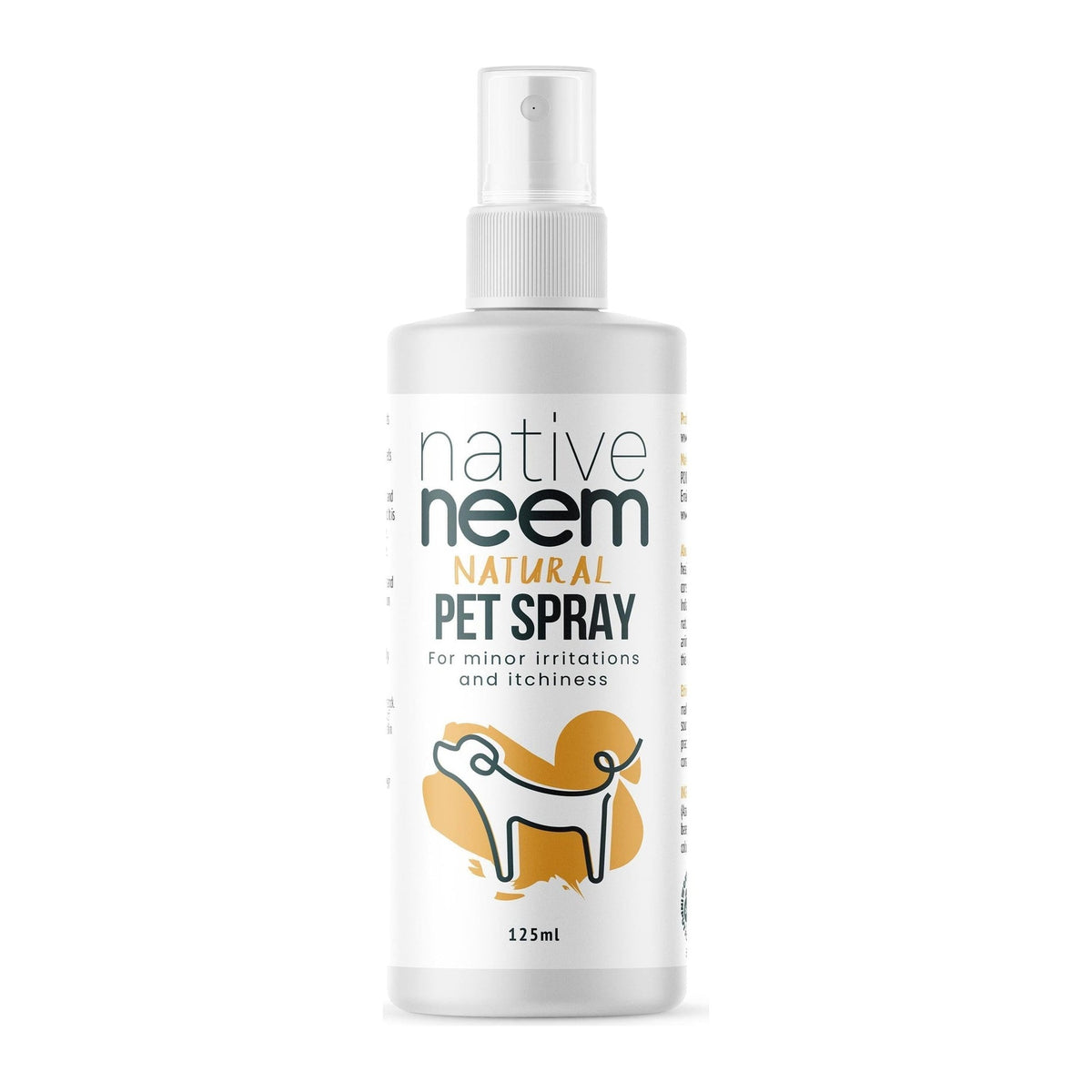 Native Neem Organic Neem Pet Spray 125ml bottle, front of pack