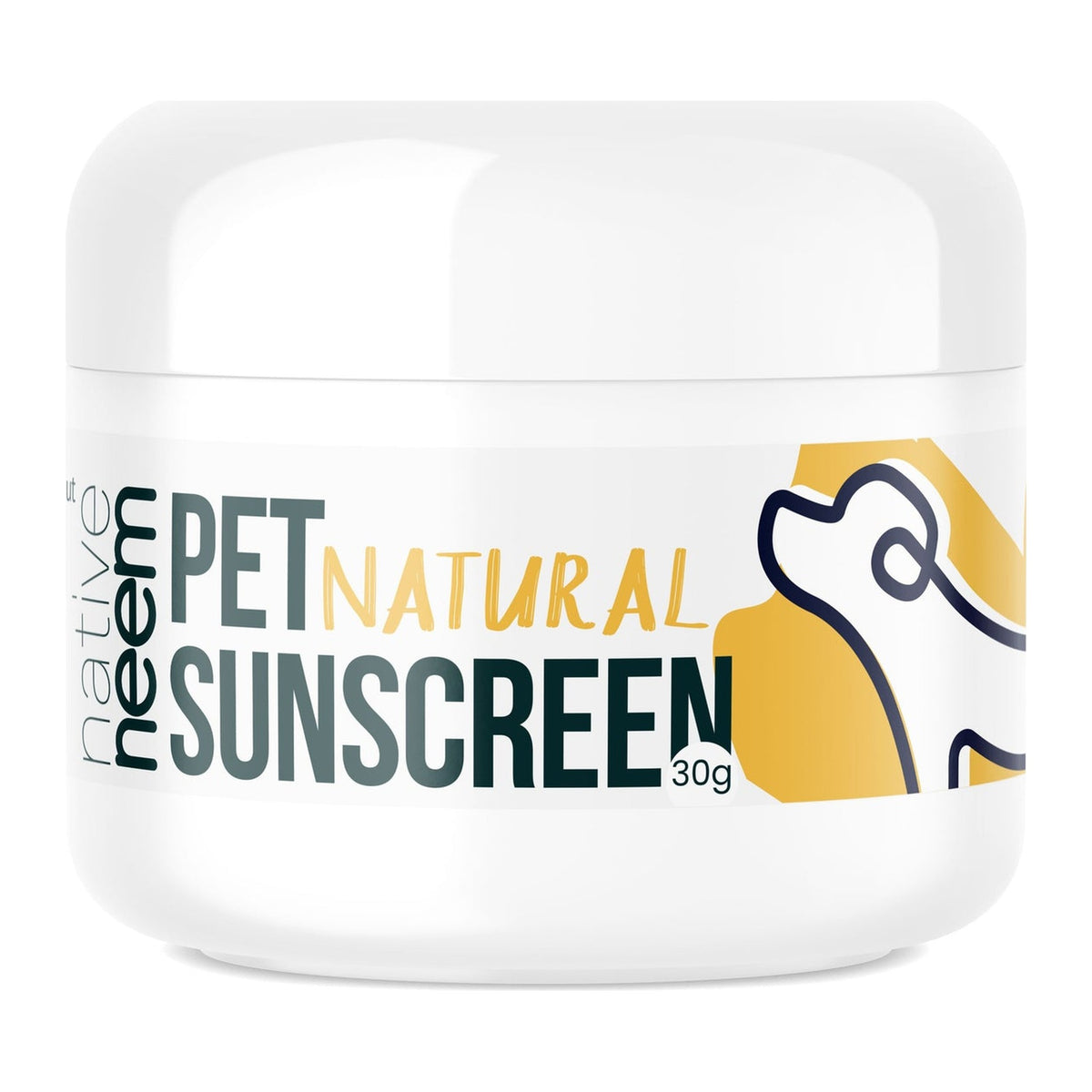Native Neem Organic Neem Pet Sunscreen 30g jar, front of pack