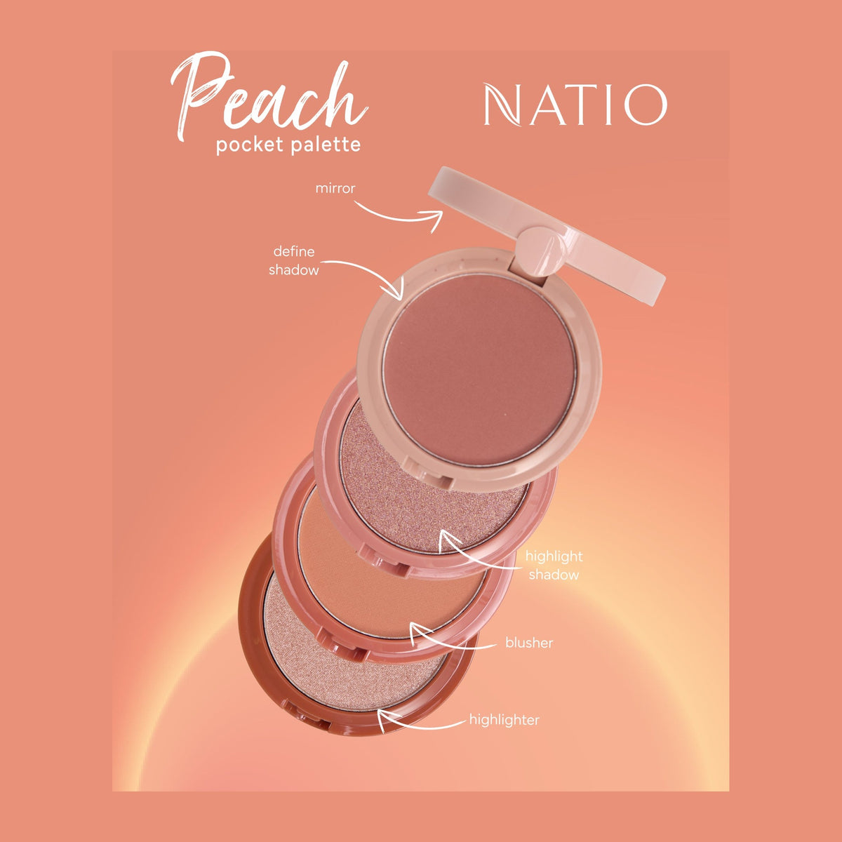 Natio Pocket Palette Peach 12g styled in a set photograph