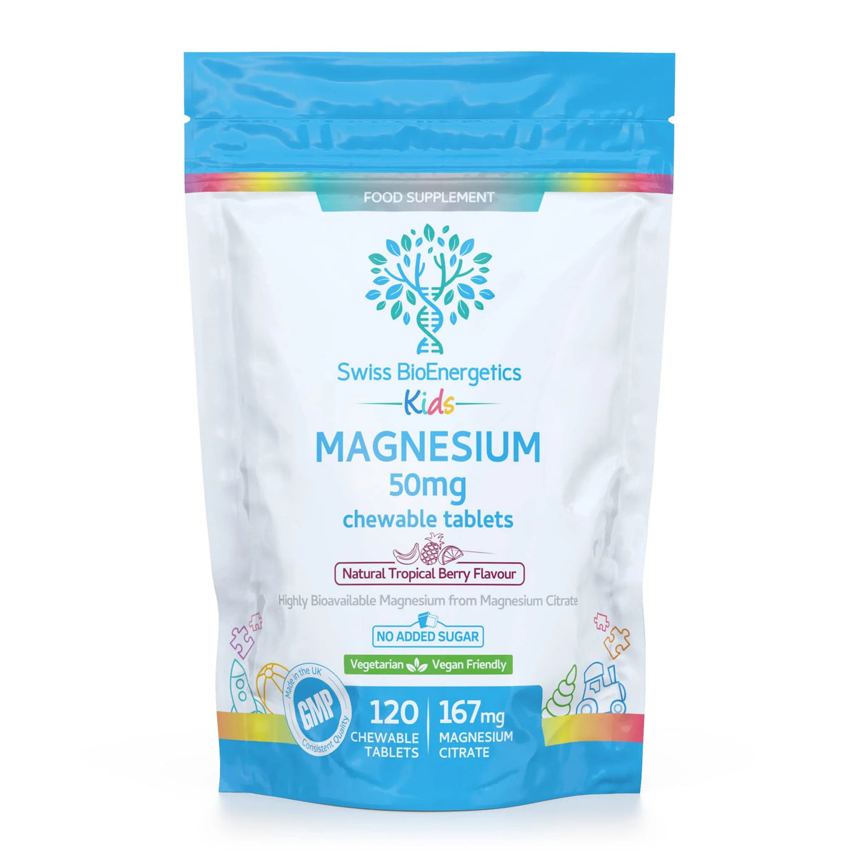 Kids Magnesium Citrate Chewable Tablets 120-Swiss Bioenergetics-Matakana Pharmacy
