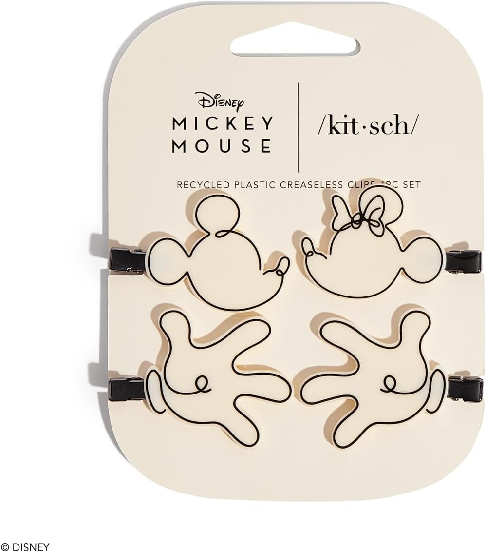 Kitsch & Mickey and Minnie Recycled Creaseless Clips 4pc Set-KITSCH-Matakana Pharmacy