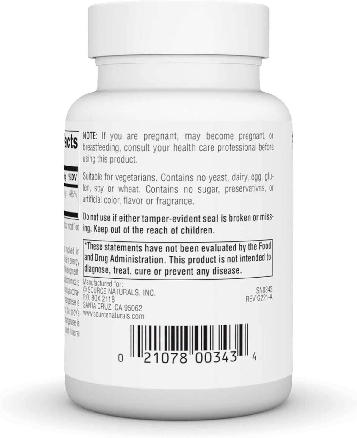 Manganese (10mg) 100t-Source Naturals-Matakana Pharmacy