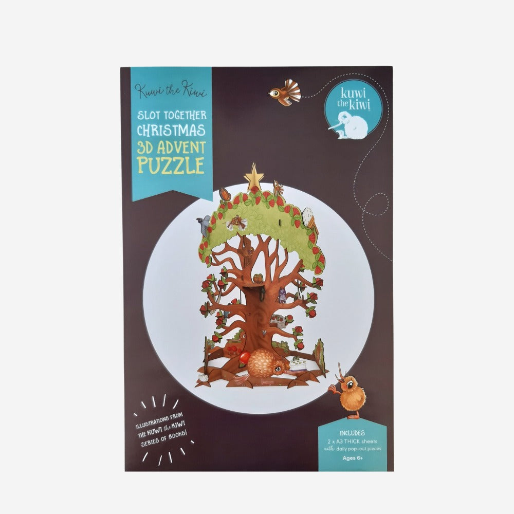 Kuwi Christmas advent calendar in its pack, showing the finished 3D tree