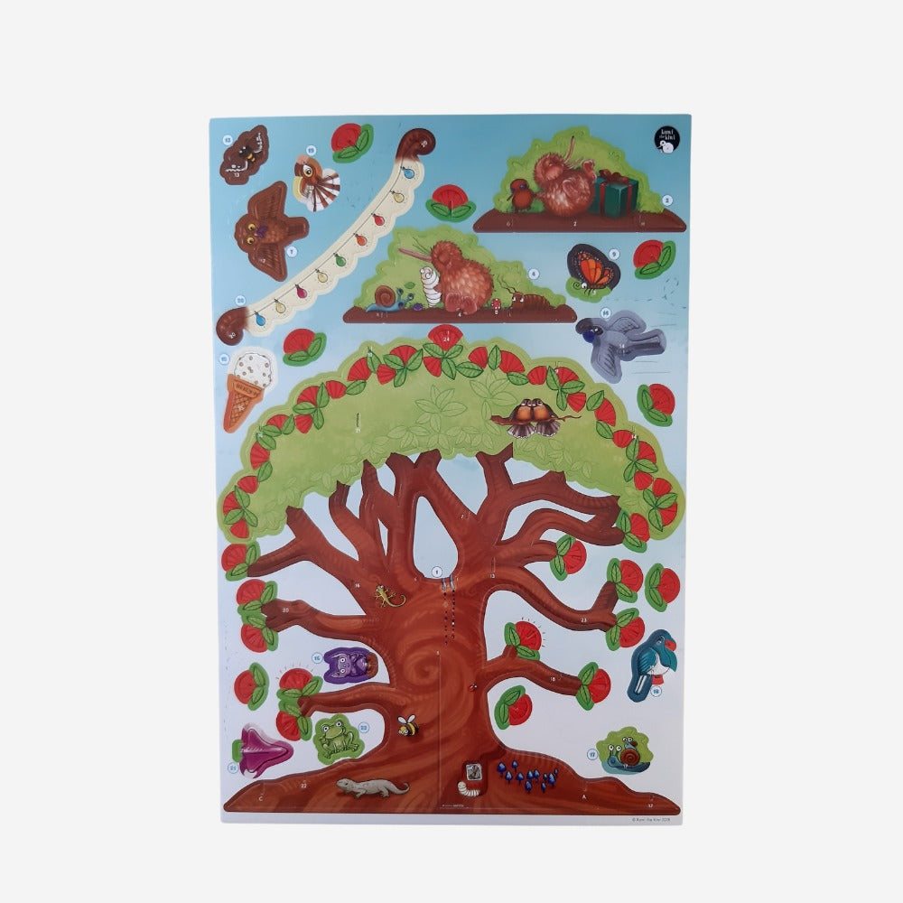 One of the two A3 sheets of pop-out Kuwi advent pieces