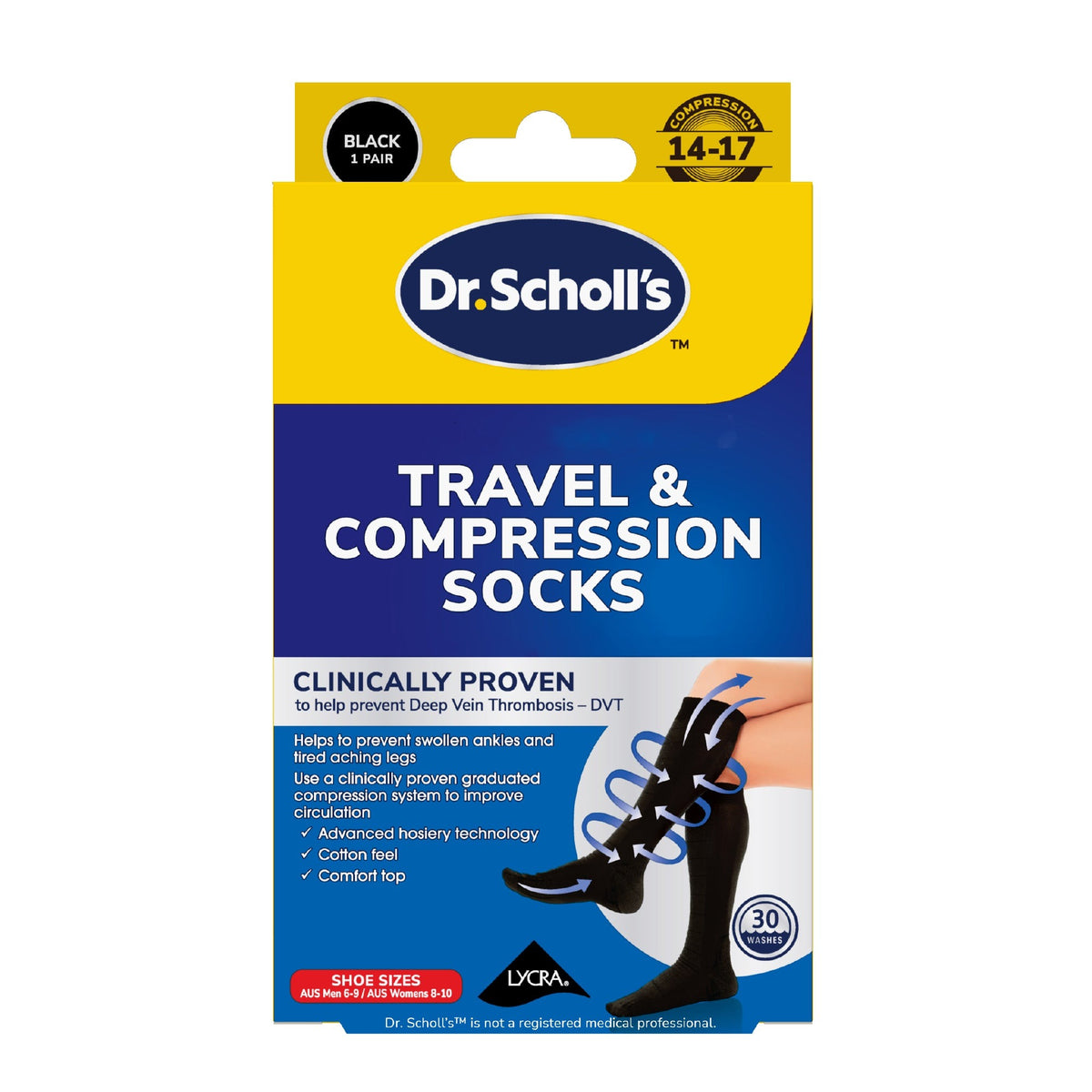 Dr Scholl's Travel and Compression Socks Black - Small