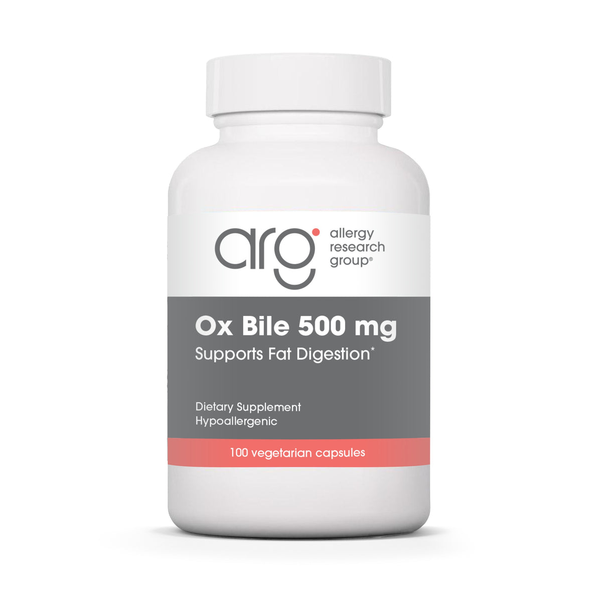 Ox Bile 500mg 100 Capsules | Allergy Research Group front of pack