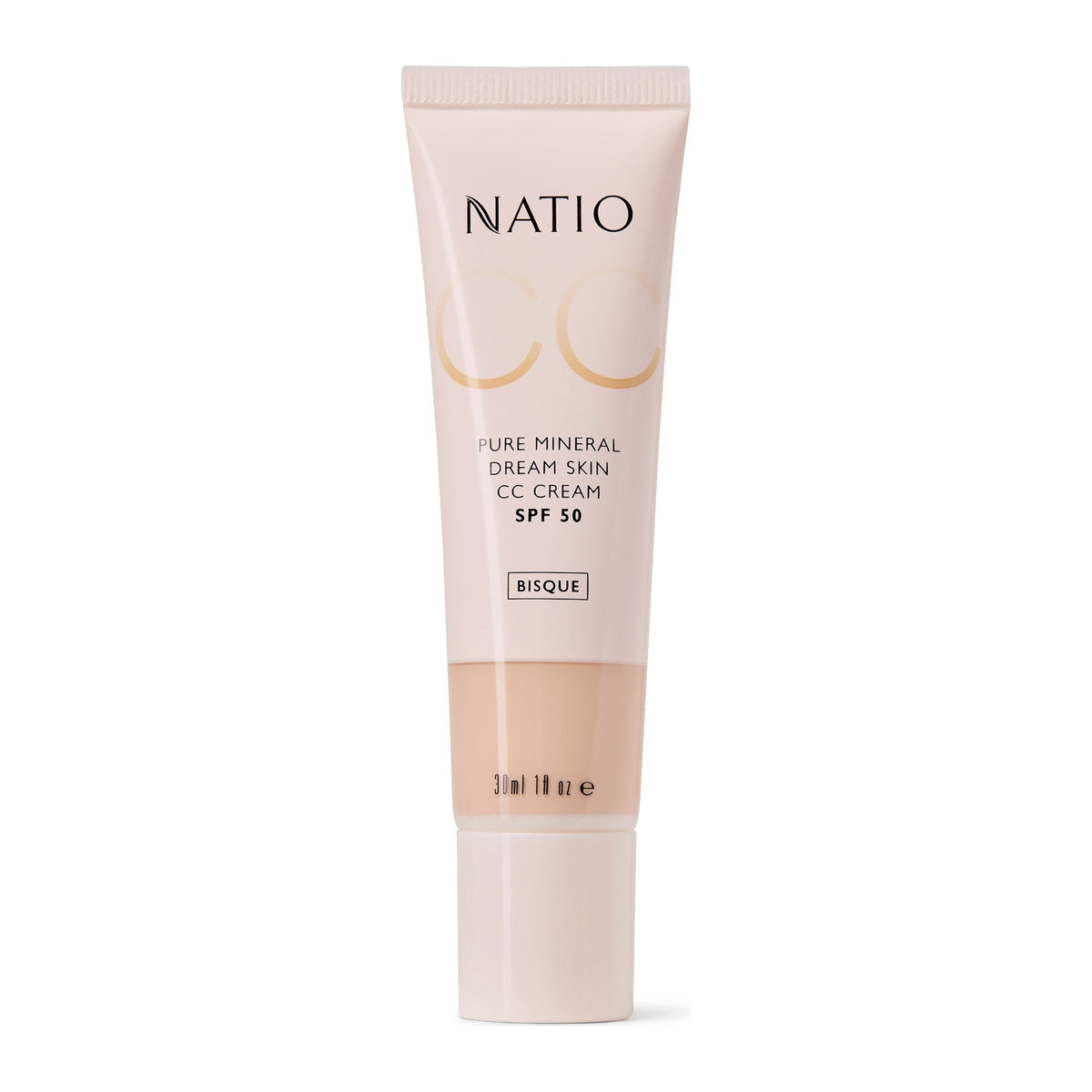 Dream Skin CC Cream SPF50 Bisque 30ml by Natio, front of pack