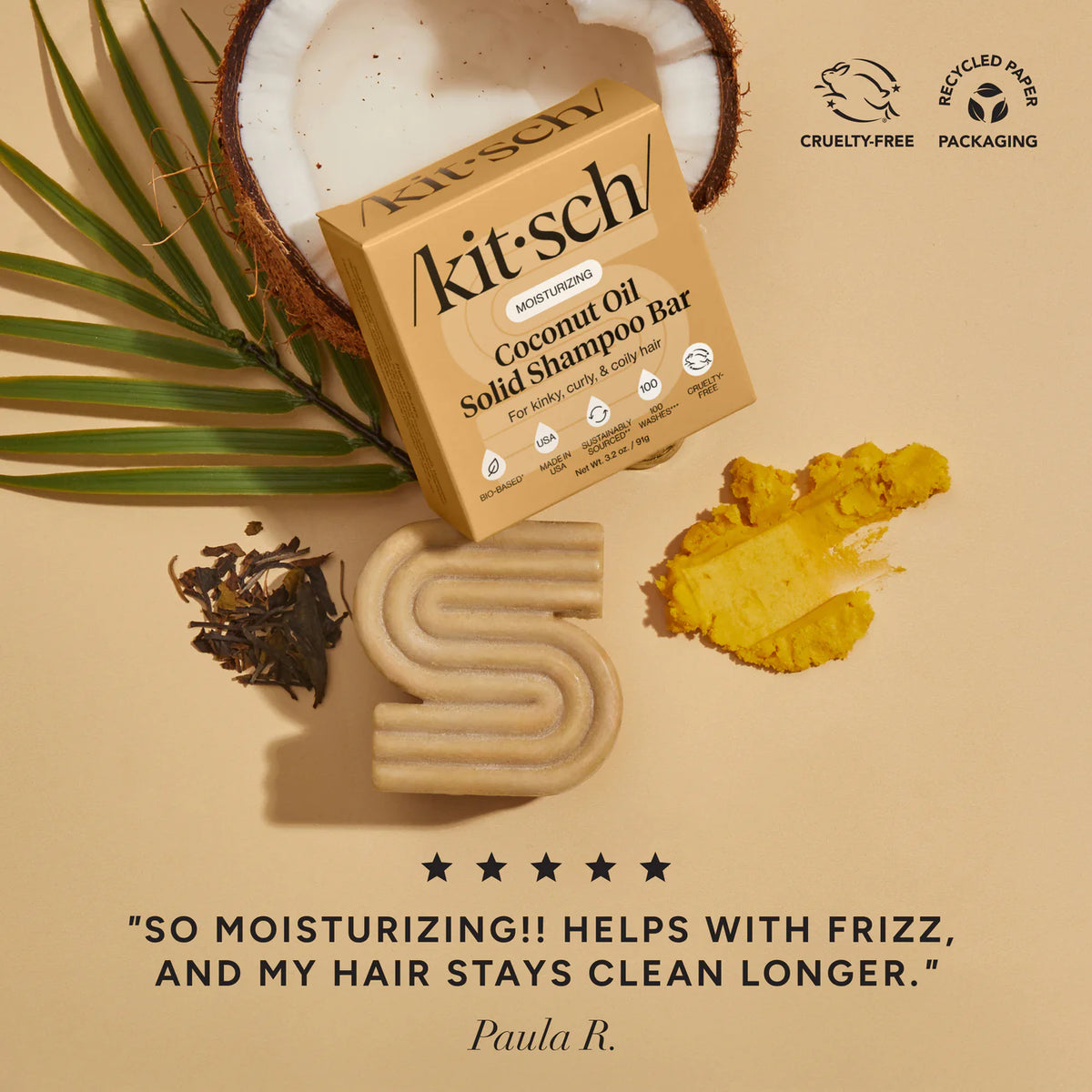 Coconut Oil Shampoo Bar for Dry Damaged Hair-KITSCH-Matakana Pharmacy