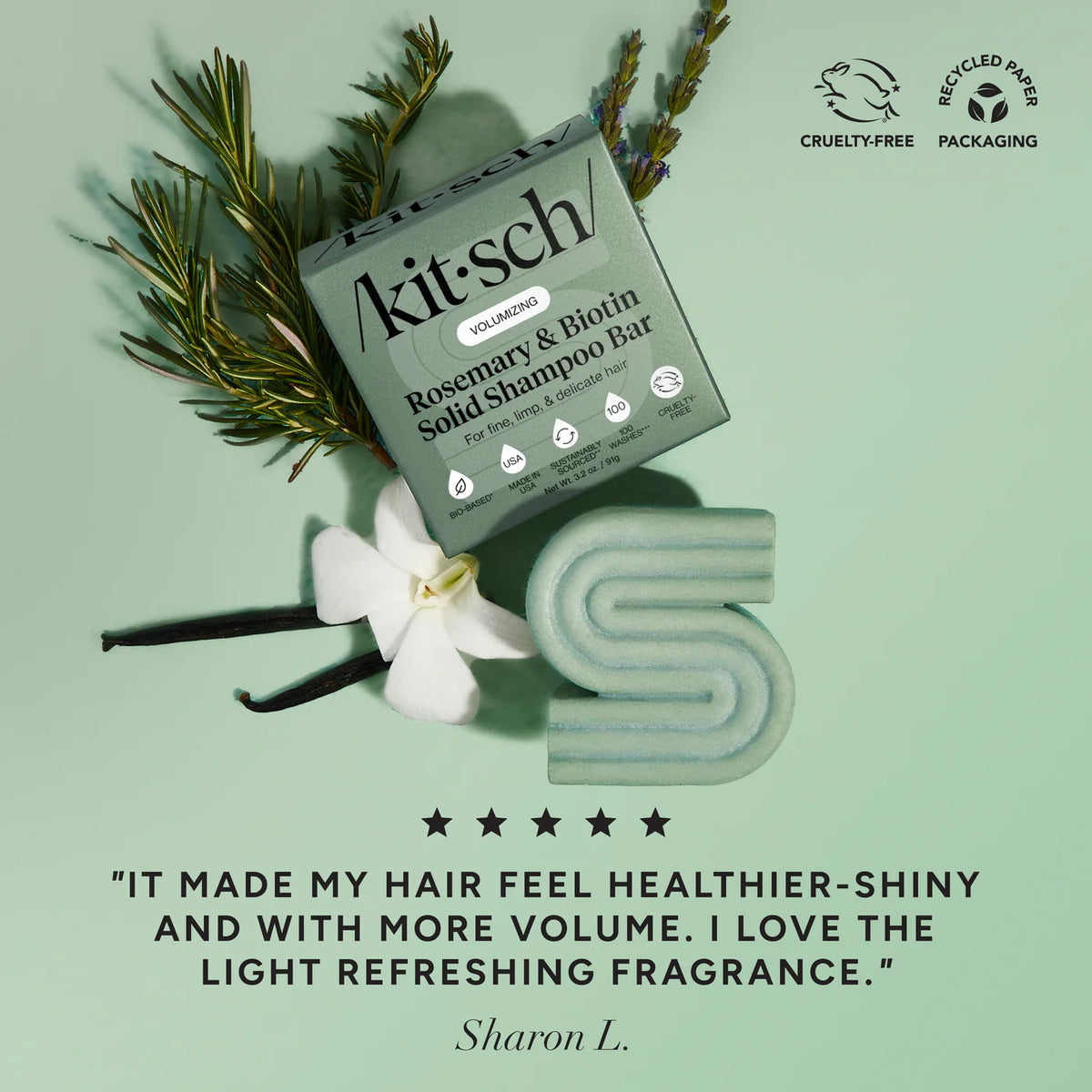 Rosemary & Biotin Volumising Shampoo Bar-KITSCH-Matakana Pharmacy