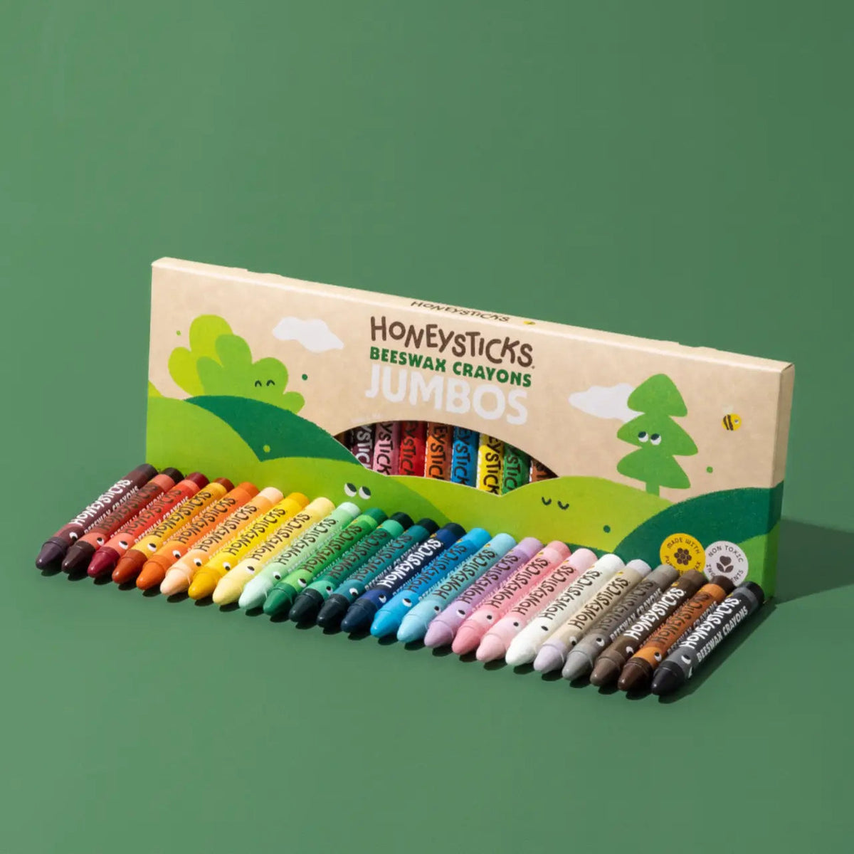 Honeysticks Jumbo 24 Pack, box open showing all 24 crayons