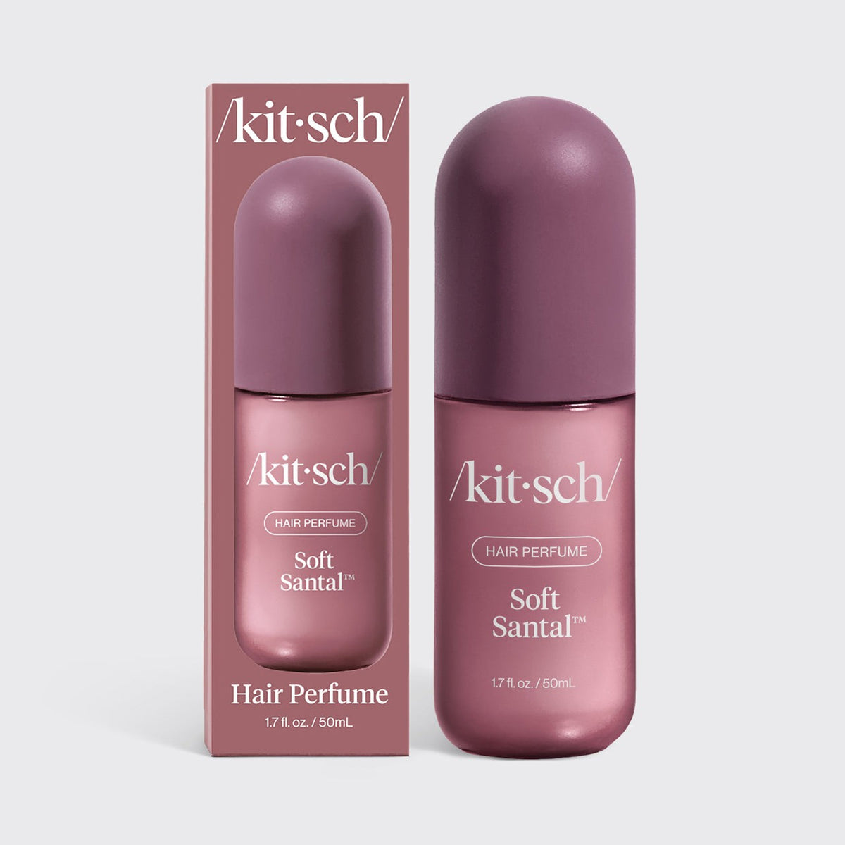 Kitsch Soft Santal hair and body perfume mist 50ml, bottle beside its carton