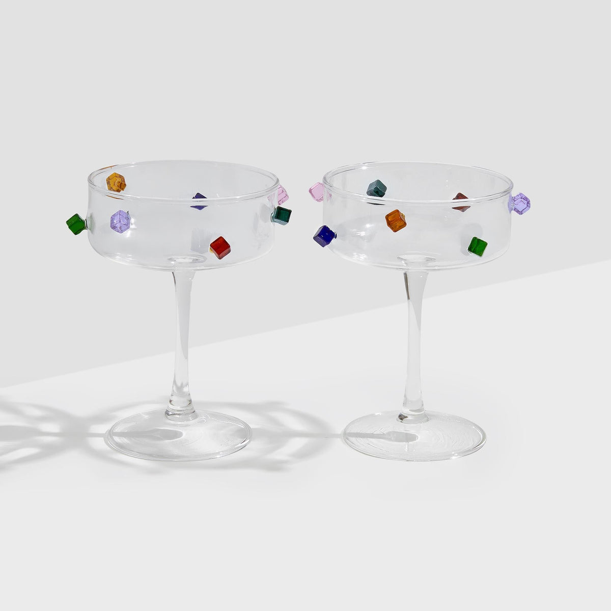 Two Fazeek Jewel Coupes side by side, empty, showing the stem and foot