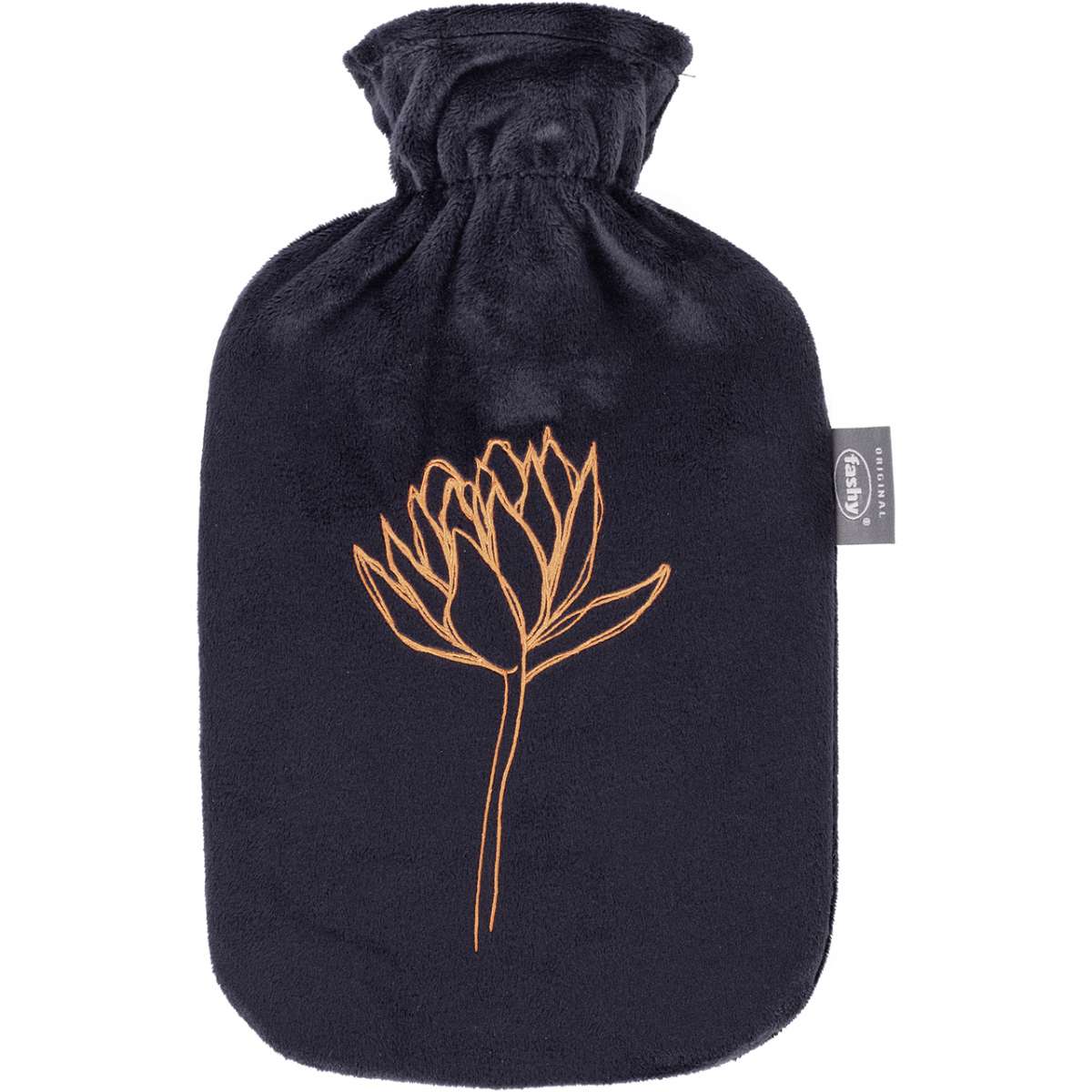 Hot Water Bottle with Plush Cover Flower Black 2.0L-FASHY-Matakana Pharmacy