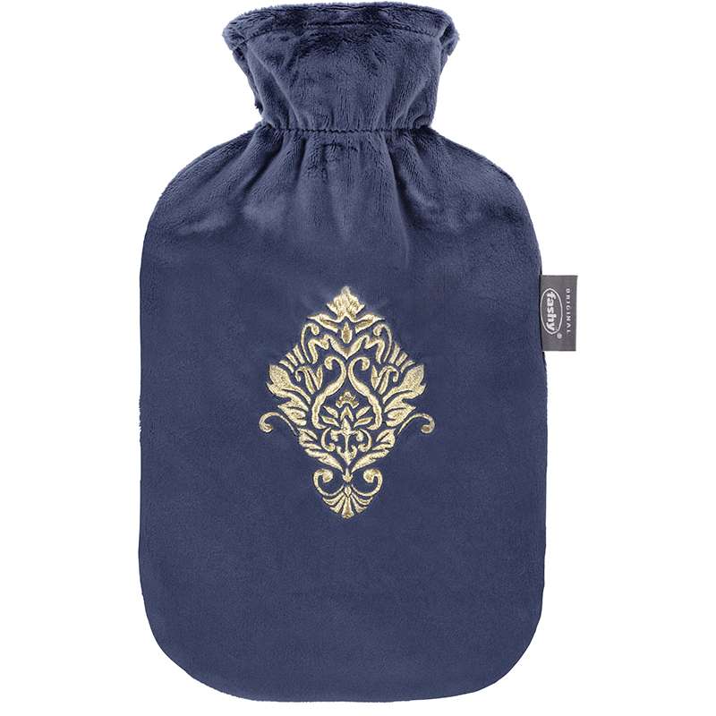 Hot Water Bottle Plush Cover & Embroidery Blue 2.0L-FASHY-Matakana Pharmacy