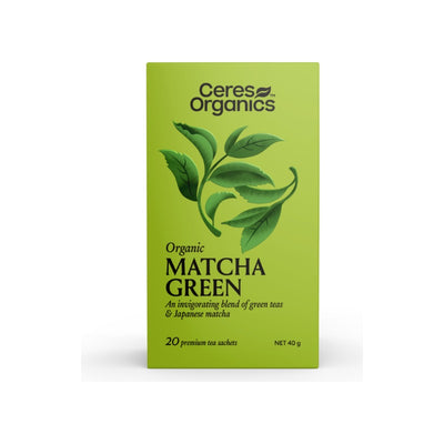 Ceres Organics Organic Matcha Green Tea 20 Bags, front of pack