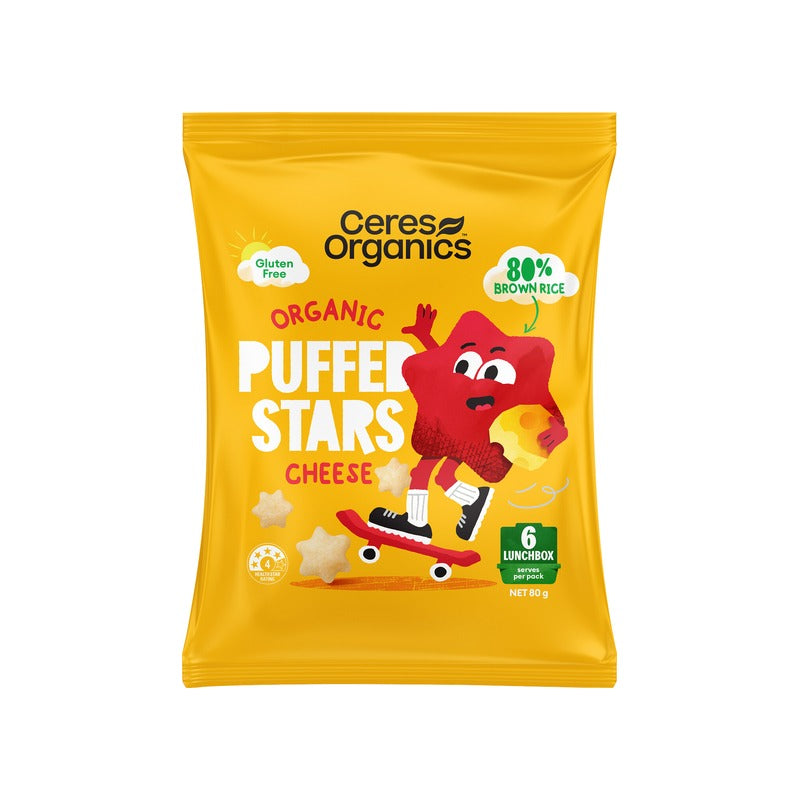 Ceres Organics Organic Puffed Stars Cheese 80g, front of pack