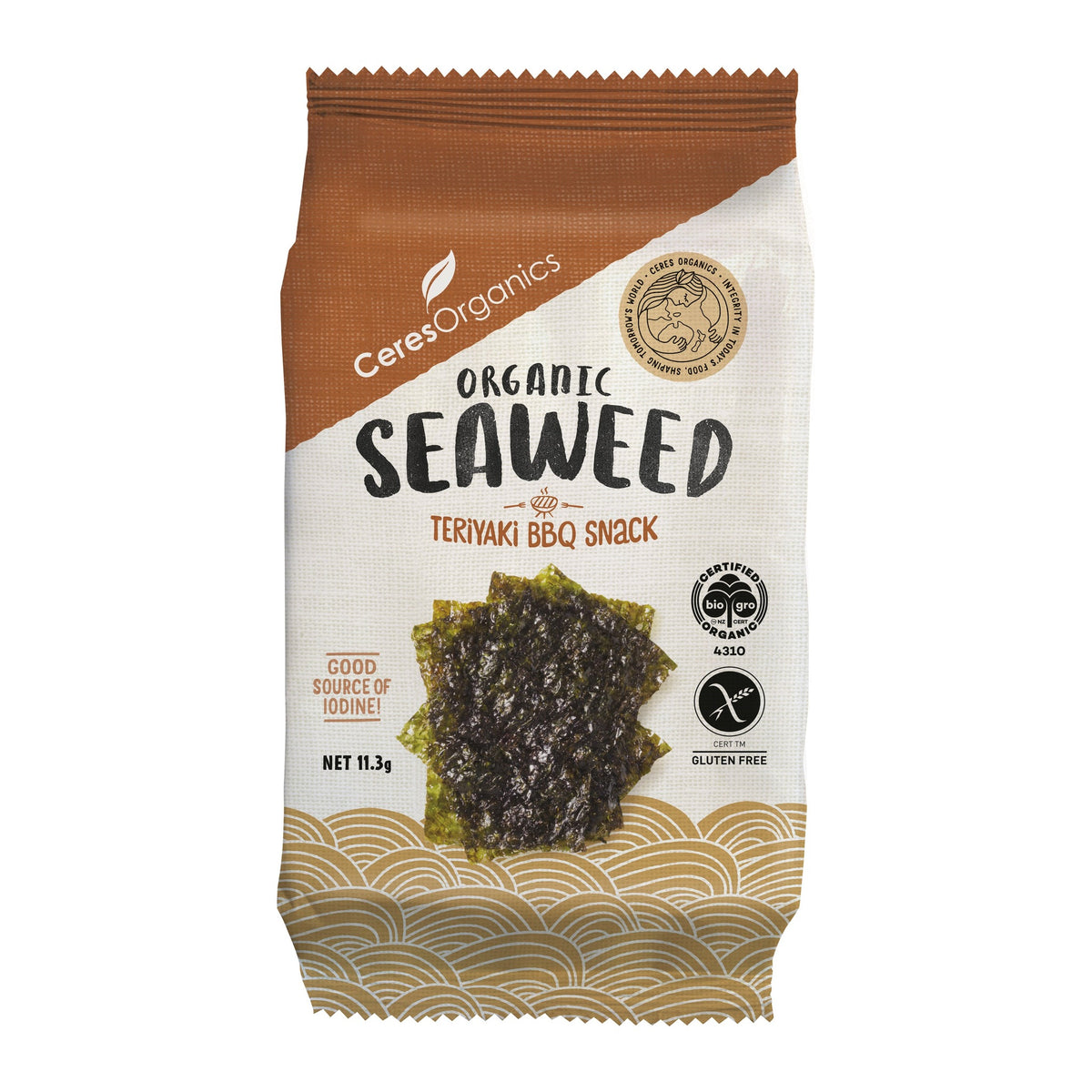 Organic Roasted Seaweed, Teriyaki BBQ Nori Snack 11.3g, front of pack