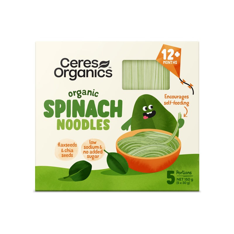 Ceres Organics Organic Baby Vegetable Noodles, Spinach 150g, front of pack