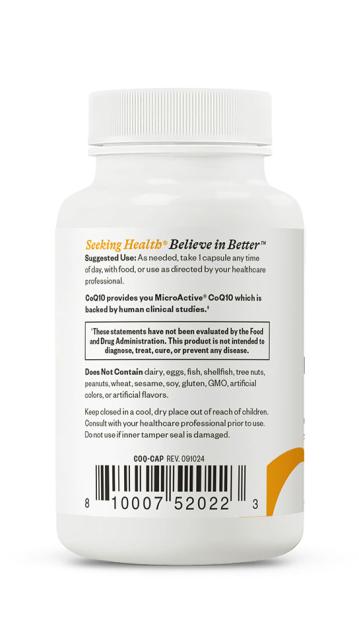 CoQ10 100mg 60 Capsules-Seeking Health-Matakana Pharmacy