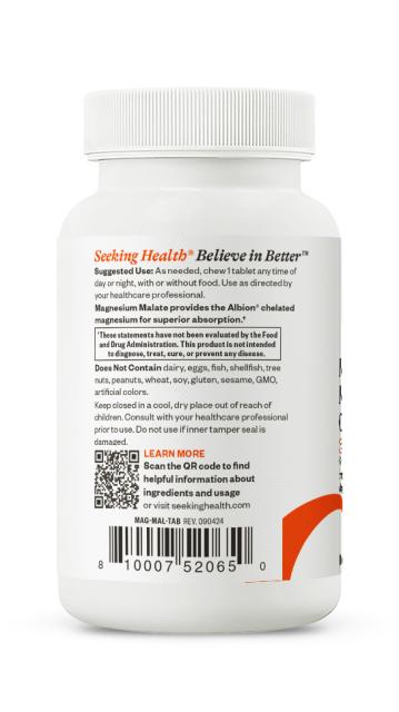 Magnesium Malate Chewable 100 Tablets-Seeking Health-Matakana Pharmacy