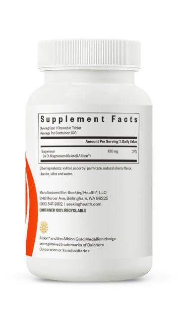 Magnesium Malate Chewable 100 Tablets-Seeking Health-Matakana Pharmacy