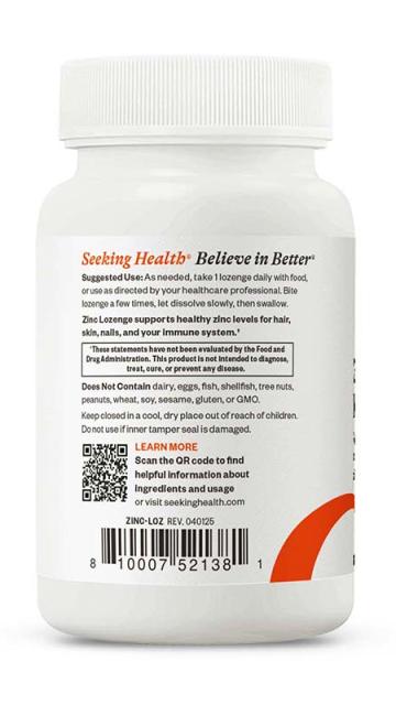 Zinc Lozenge 60 Lozenges | Seeking Health-Seeking Health-Matakana Pharmacy