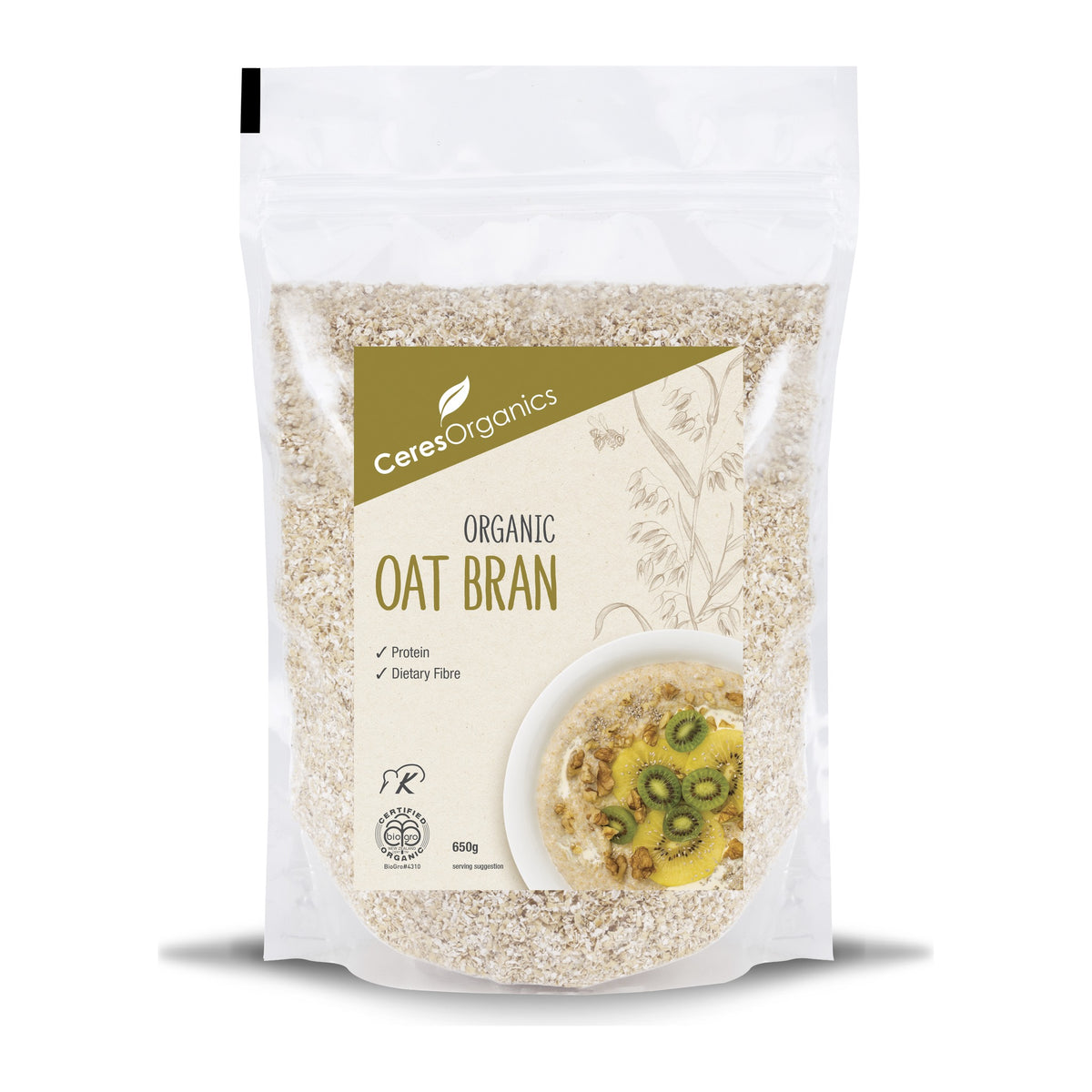 Ceres Organics Organic Oat Bran 650g, front of pack