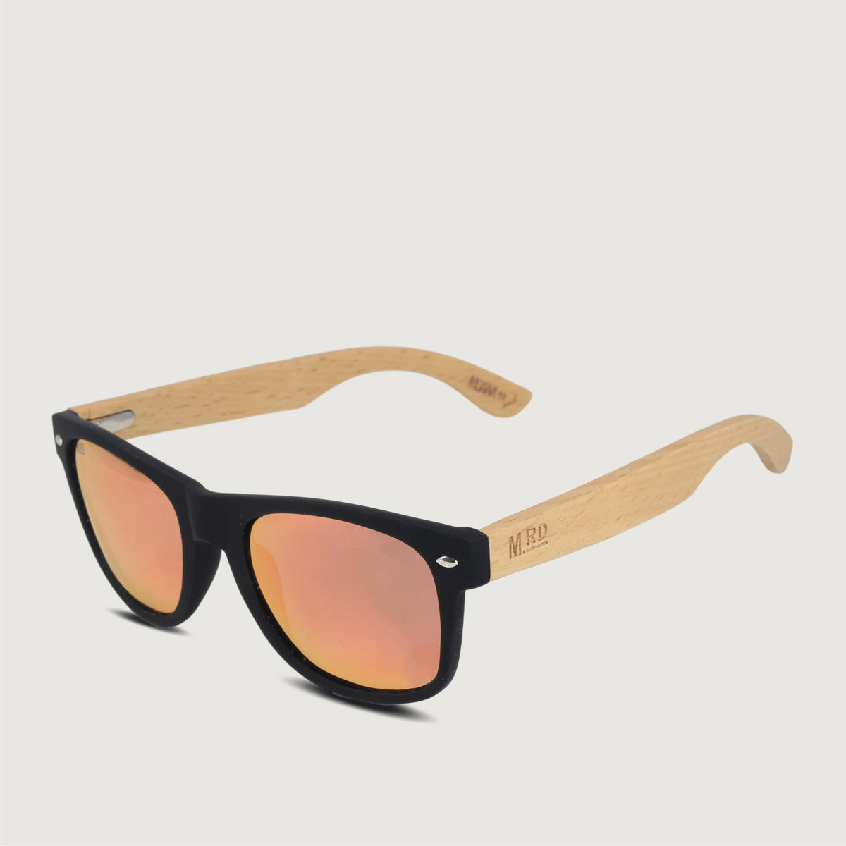 Moana Road 50/50 Sunglasses Pink Reflective with Bamboo Arms product shot